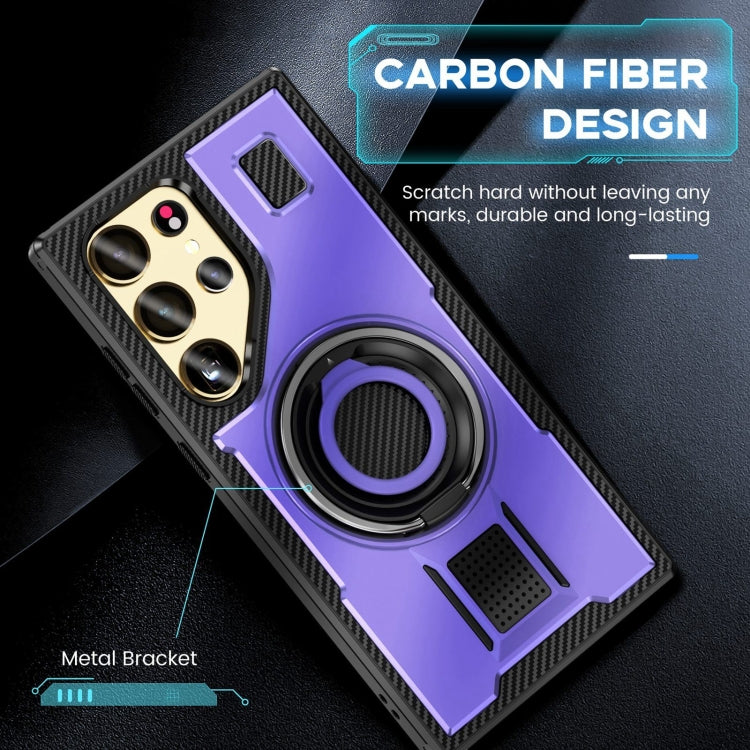 For Samsung Galaxy S25 Ultra 5G Ring Holder Carbon Fiber PC Hybrid TPU Phone Case(Purple) - Galaxy S25 Ultra 5G Cases by buy2fix | Online Shopping UK | buy2fix