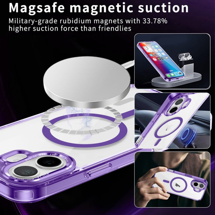 For iPhone 16 Ice Color Magnetic Series Magsafe Magnetic PC Hybrid TPU Phone Case(Purple) - iPhone 16 Cases by buy2fix | Online Shopping UK | buy2fix