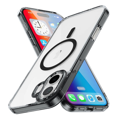 For iPhone 16 Ice Color Magnetic Series Magsafe Magnetic PC Hybrid TPU Phone Case(Black) - iPhone 16 Cases by buy2fix | Online Shopping UK | buy2fix