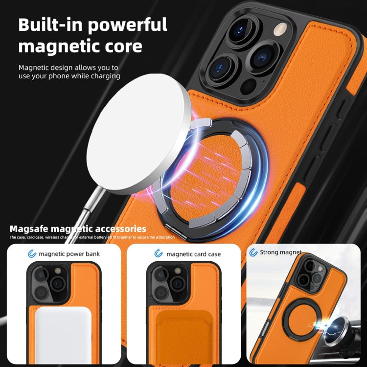 For iPhone 16 Plus Yashi 360 Degree Rotating MagSafe Holder Phone Case(Orange) - iPhone 16 Plus Cases by buy2fix | Online Shopping UK | buy2fix