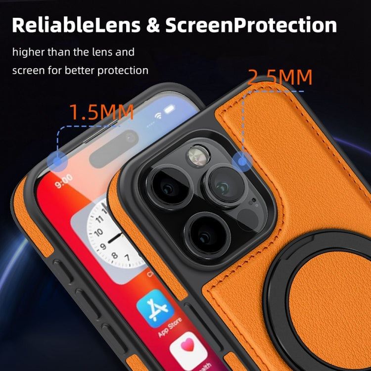 For iPhone 16 Yashi 360 Degree Rotating MagSafe Holder Phone Case(Orange) - iPhone 16 Cases by buy2fix | Online Shopping UK | buy2fix