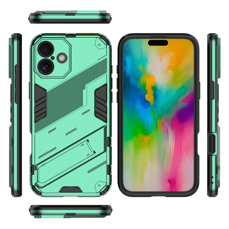 For iPhone 16 Punk Armor 2 in 1 PC + TPU Phone Case with Holder(Green) - iPhone 16 Cases by buy2fix | Online Shopping UK | buy2fix