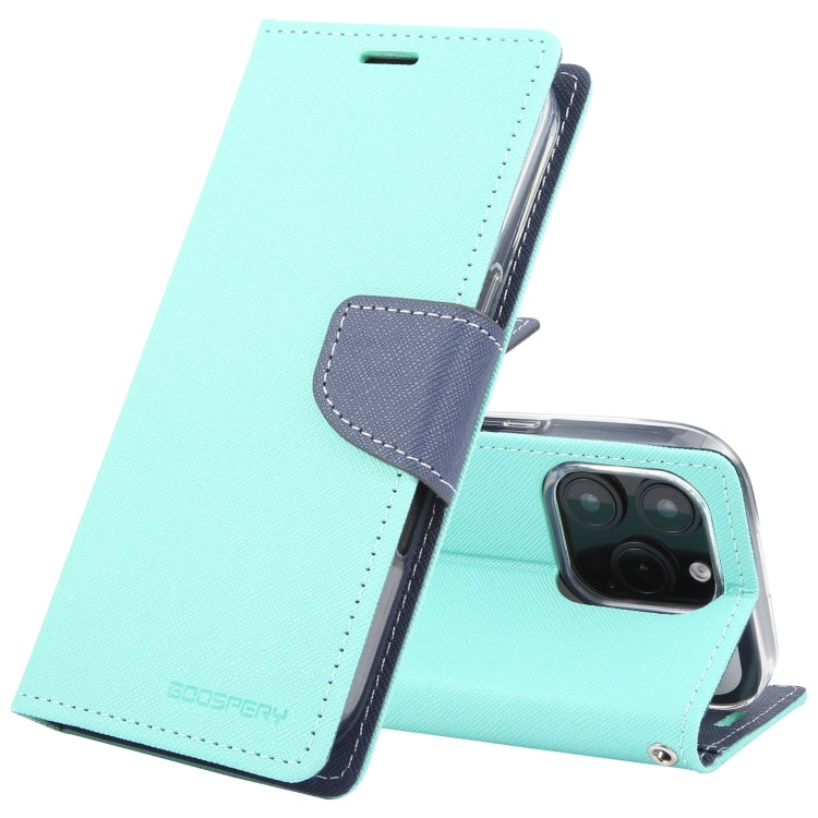 For iPhone 16 Pro Max GOOSPERY FANCY DIARY Cross Texture Leather Phone Case(Mint Green) - iPhone 16 Pro Max Cases by GOOSPERY | Online Shopping UK | buy2fix