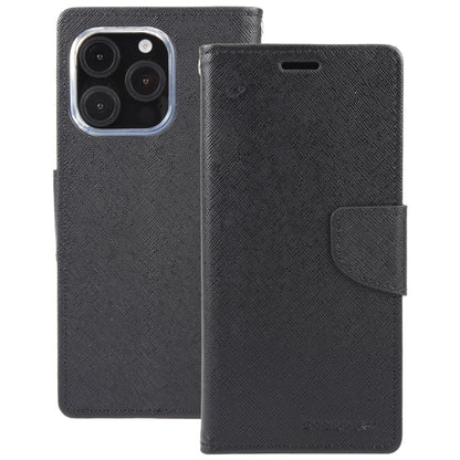 For iPhone 16 Pro GOOSPERY FANCY DIARY Cross Texture Leather Phone Case(Black) - iPhone 16 Pro Cases by GOOSPERY | Online Shopping UK | buy2fix