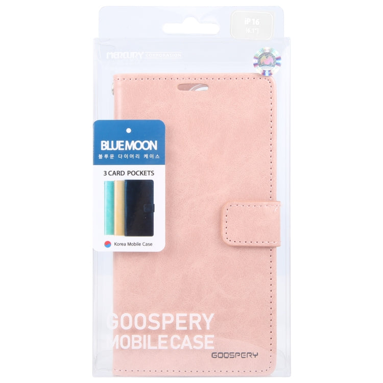 For iPhone 16 GOOSPERY BLUE MOON Crazy Horse Texture Leather Phone Case(Rose Gold) - iPhone 16 Cases by GOOSPERY | Online Shopping UK | buy2fix