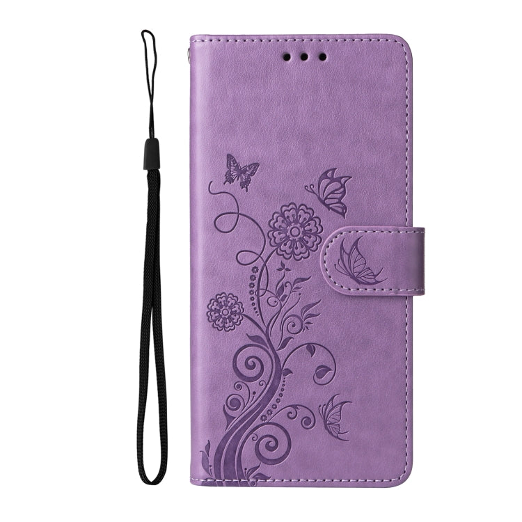 For Redmi K70 / K70 Pro Embossed Butterfly Flowers Leather Phone Case(Purple) - K70 Cases by buy2fix | Online Shopping UK | buy2fix