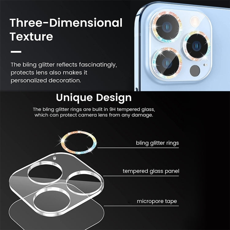 For iPhone 16 Pro / 16 Pro Max Glitter Ring Tempered Glass Camera Lens Film(Blue) - iPhone 16 Pro Max Tempered Glass by buy2fix | Online Shopping UK | buy2fix