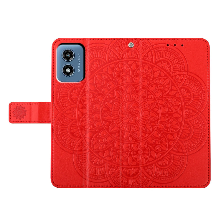 For Motorola Moto G Play 2024 Flower Embossed Leather Phone Case(Red) - Motorola Cases by buy2fix | Online Shopping UK | buy2fix