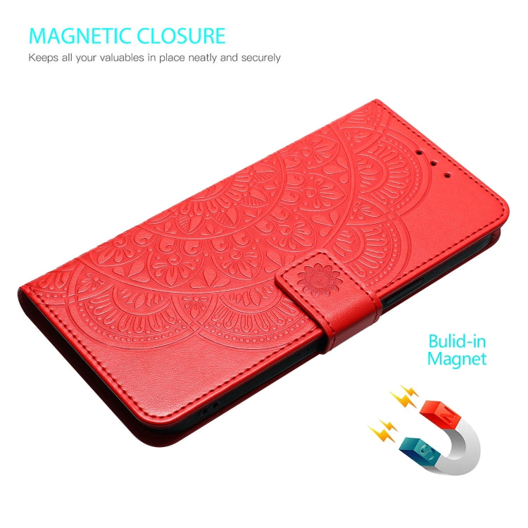 For Motorola Moto G Play 2024 Flower Embossed Leather Phone Case(Red) - Motorola Cases by buy2fix | Online Shopping UK | buy2fix