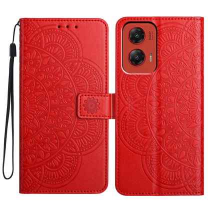 For Motorola Moto G Stylus 5G 2024 Flower Embossed Leather Phone Case(Red) - Motorola Cases by buy2fix | Online Shopping UK | buy2fix