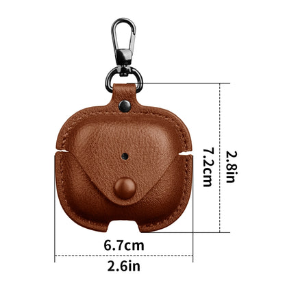 For AirPods 4 Business Leather Earphone Protective Case with Hook(Dark Brown) - For AirPods 4 by buy2fix | Online Shopping UK | buy2fix