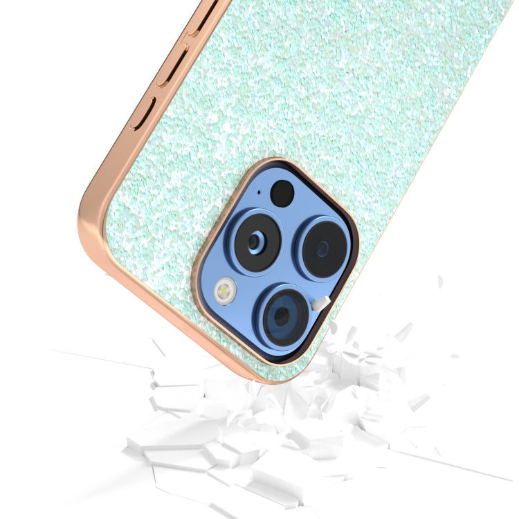 For iPhone 16 Pro Max Electroplating Frame Colorful Glitter Phone Case(Light Green) - iPhone 16 Pro Max Cases by buy2fix | Online Shopping UK | buy2fix