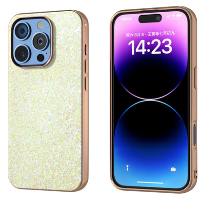 For iPhone 16 Pro Electroplating Frame Colorful Glitter Phone Case(Gold) - iPhone 16 Pro Cases by buy2fix | Online Shopping UK | buy2fix