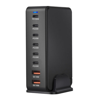 YMX-986 286W 6Type-C, 3USB 8-Ports Desktop Fast Charger, Plug Type:EU Plug(Black) - Multifunction Charger by buy2fix | Online Shopping UK | buy2fix