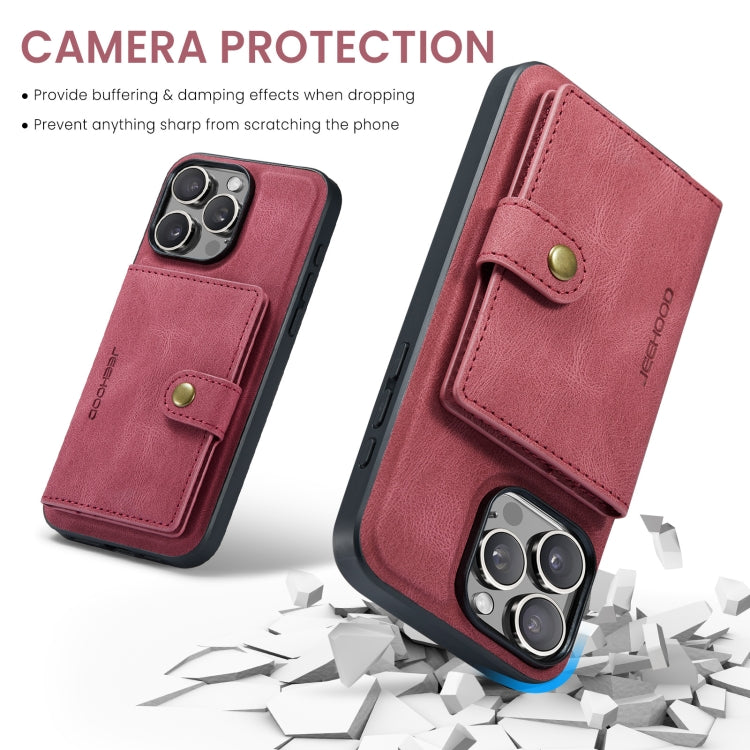 For iPhone 16 Pro JEEHOOD J01 Retro Magnetic Detachable Wallet Phone Case(Red) - iPhone 16 Pro Cases by JEEHOOD | Online Shopping UK | buy2fix