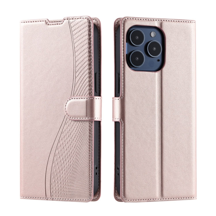 For iPhone 16 Pro Voltage Ultra-thin Dot Leather Phone Case(Rose Gold) - iPhone 16 Pro Cases by buy2fix | Online Shopping UK | buy2fix