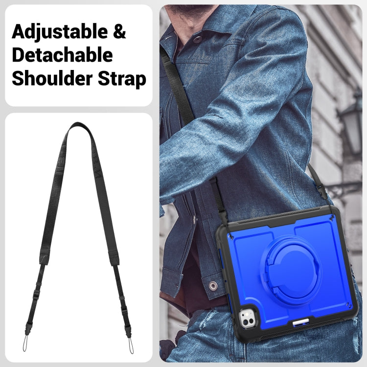 For iPad Pro 11 2024 Honeycomb Hybrid Tablet Case with Handle Holder & Strap(Dark Blue) - iPad Pro 11 2024 Cases by buy2fix | Online Shopping UK | buy2fix