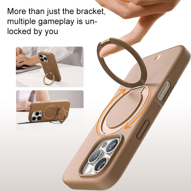 For iPhone 16 Pro Max TGVIS GEEK Series MagSafe Silicone Phone Case with Rotating Holder(Bronze) - iPhone 16 Pro Max Cases by TGVIS | Online Shopping UK | buy2fix