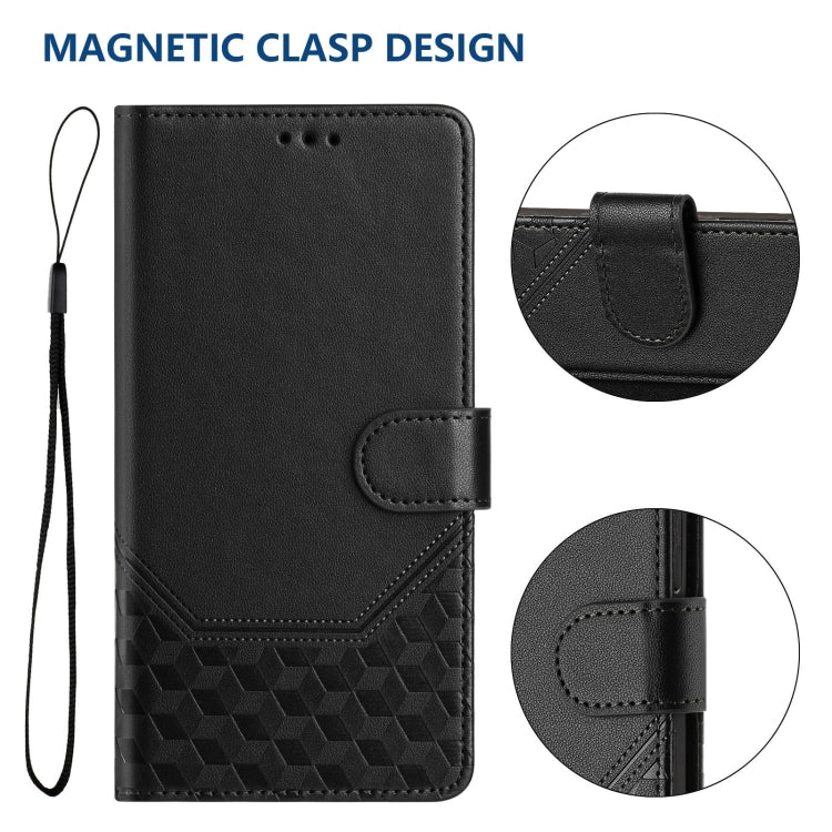 For Samsung Galaxy S25 Ultra 5G Honeycomb Embossing RFID Leather Phone Case(Black) - Galaxy S25 Ultra 5G Cases by buy2fix | Online Shopping UK | buy2fix