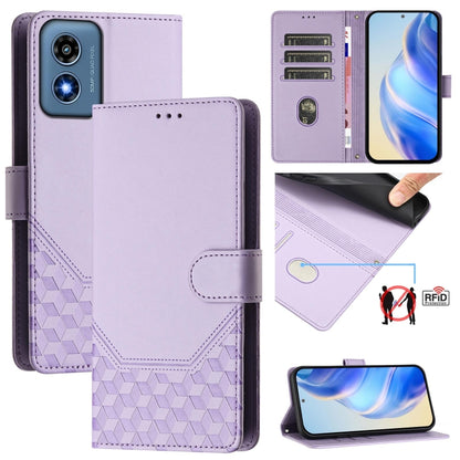 For Motorola Moto G Play 4G 2024 Oversea Honeycomb Embossing RFID Leather Phone Case(Light Purple) - Motorola Cases by buy2fix | Online Shopping UK | buy2fix