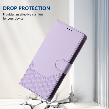 For Motorola Moto G Play 4G 2024 Oversea Honeycomb Embossing RFID Leather Phone Case(Light Purple) - Motorola Cases by buy2fix | Online Shopping UK | buy2fix