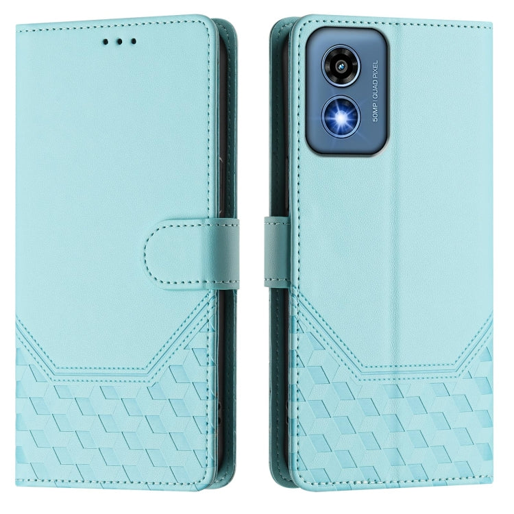 For Motorola Moto G 5G 2024 Oversea Honeycomb Embossing RFID Leather Phone Case(Mint Green) - Motorola Cases by buy2fix | Online Shopping UK | buy2fix