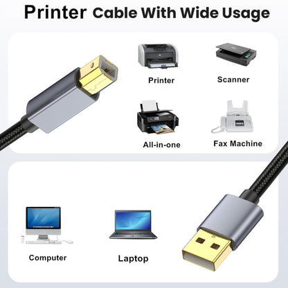 USB 2.0 A Male to B Male Square Port Printer Data Transmission Extension Cable, Length:0.3m - USB Cable by buy2fix | Online Shopping UK | buy2fix