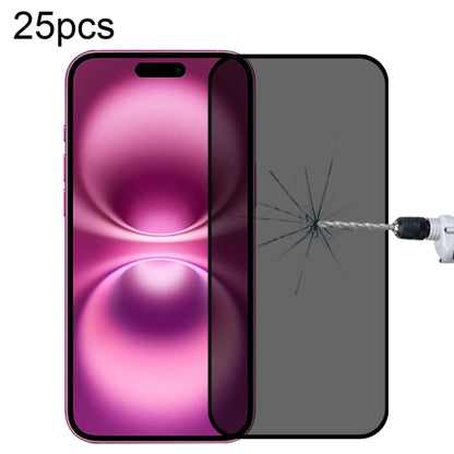 For iPhone 16 Plus 25pcs Full Cover Anti-spy Silk Screen Tempered Glass Film - iPhone 16 Plus Tempered Glass by buy2fix | Online Shopping UK | buy2fix