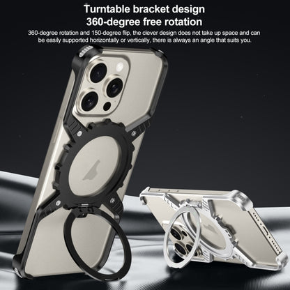 For iPhone 16 Pro Mechanical Gear MagSafe Holder Borderless Metal Phone Case(Gold) - iPhone 16 Pro Cases by buy2fix | Online Shopping UK | buy2fix