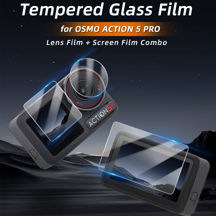 For DJI Osmo Action 5 Pro Sunnylife 3 in 1 Lens Protector Front and Rear Screen Tempered Glass Films, Quantity:2 + 2 + 2 Sets -  by Sunnylife | Online Shopping UK | buy2fix