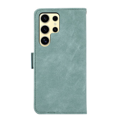 For Samsung Galaxy S25 Ultra 5G ABEEL Frosted Magnetic RFID Leather Phone Case(Cyan) - Galaxy S25 Ultra 5G Cases by buy2fix | Online Shopping UK | buy2fix