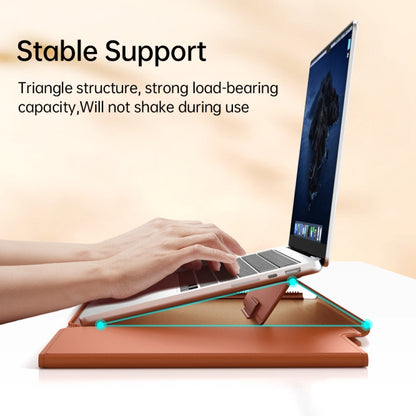 Multifunctional Laptop PU Magnetic Stand Split Liner Bag with Mouse Pad Function, Size:13-14 inch(Brown) - 13.3 inch by buy2fix | Online Shopping UK | buy2fix