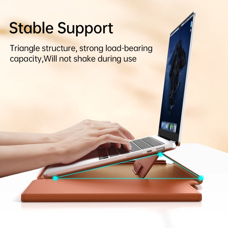 Multifunctional Laptop PU Magnetic Stand Split Liner Bag with Mouse Pad Function, Size:15 inch(Brown) - 15 inch by buy2fix | Online Shopping UK | buy2fix