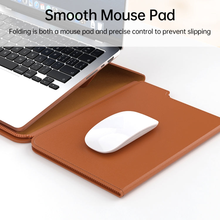 Multifunctional Laptop PU Magnetic Stand Split Liner Bag with Mouse Pad Function, Size:15 inch(Brown) - 15 inch by buy2fix | Online Shopping UK | buy2fix