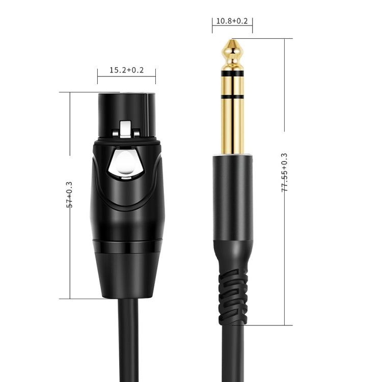 6.35mm to XRL Canon Female Dual Channel Microphone Audio Cable, Length:2m(Black) - Microphone Audio Cable & Connector by buy2fix | Online Shopping UK | buy2fix