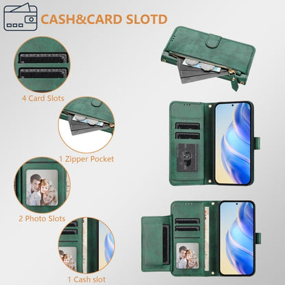 For iPhone 16 Multi-Card Slots Zipper Wallet Leather Phone Case(Green) - iPhone 16 Cases by buy2fix | Online Shopping UK | buy2fix