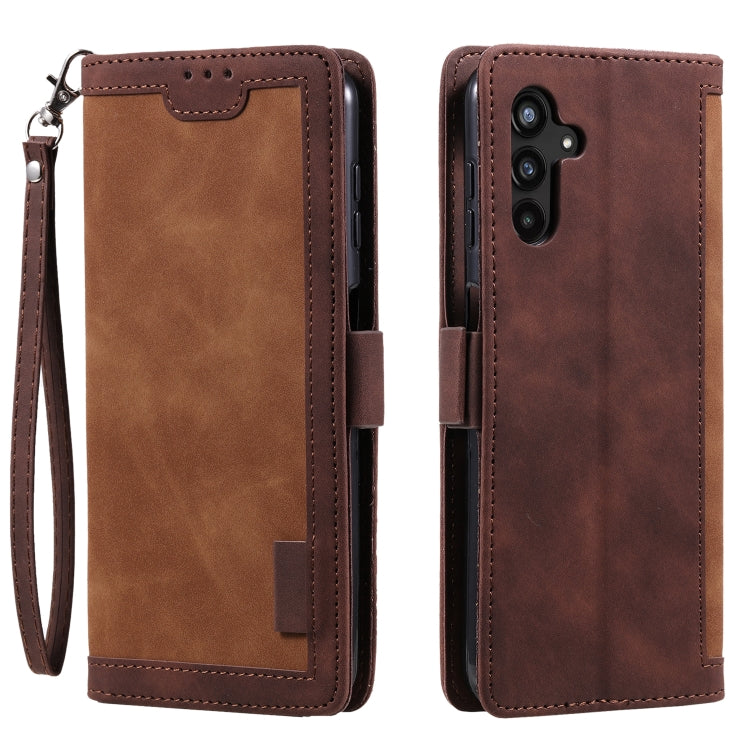 For Samsung Galaxy S25 5G Retro Splicing Horizontal Flip Leather Phone Case(Brown) - Galaxy S25 5G Cases by buy2fix | Online Shopping UK | buy2fix