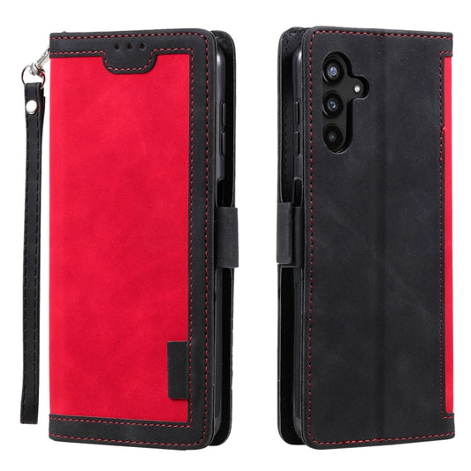 For Samsung Galaxy S25 5G Retro Splicing Horizontal Flip Leather Phone Case(Red) - Galaxy S25 5G Cases by buy2fix | Online Shopping UK | buy2fix