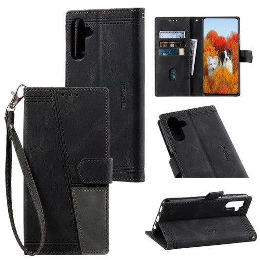 For Samsung Galaxy S25+ 5G TTUDRCH Embossed Line Splicing Leather Phone Case(Black) - Galaxy S25+ 5G Cases by buy2fix | Online Shopping UK | buy2fix