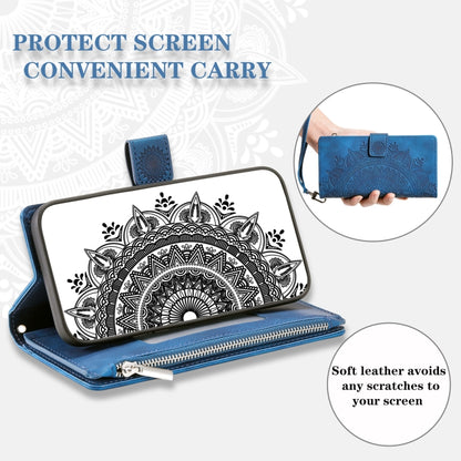 For Samsung Galaxy S25 5G Multi-Card Totem Zipper Leather Phone Case(Blue) - Galaxy S25 5G Cases by buy2fix | Online Shopping UK | buy2fix