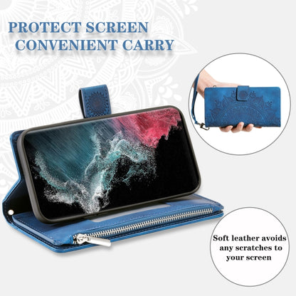 For Samsung Galaxy S25 Ultra 5G Multi-Card Totem Zipper Leather Phone Case(Blue) - Galaxy S25 Ultra 5G Cases by buy2fix | Online Shopping UK | buy2fix