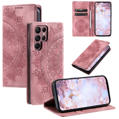 For Samsung Galaxy S25 Ultra 5G Totem Embossed Magnetic Leather Phone Case(Rose Gold) - Galaxy S25 Ultra 5G Cases by buy2fix | Online Shopping UK | buy2fix