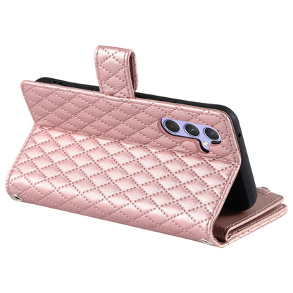 For Samsung Galaxy S25 5G Glitter Lattice Zipper Wallet Leather Phone Case(Rose Gold) - Galaxy S25 5G Cases by buy2fix | Online Shopping UK | buy2fix