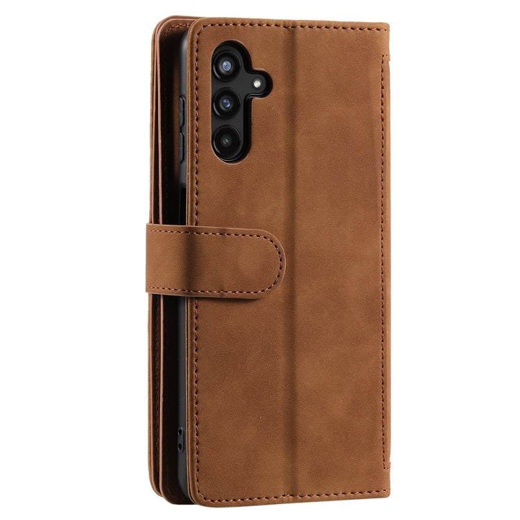 For Samsung Galaxy S25 5G Nine Card Zipper Bag Leather Phone Case with Lanyard(Brown) - Galaxy S25 5G Cases by buy2fix | Online Shopping UK | buy2fix