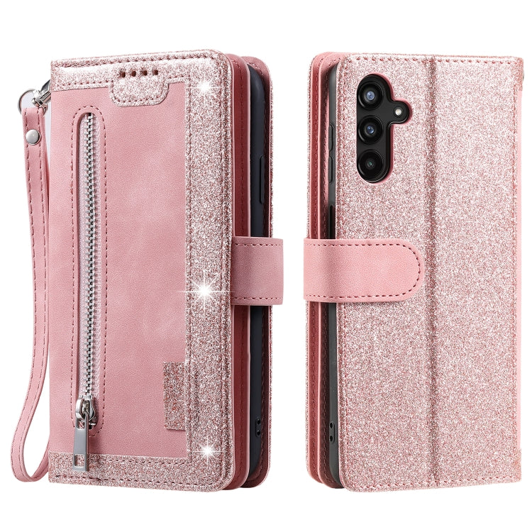 For Samsung Galaxy S25 5G Nine Card Zipper Bag Leather Phone Case with Lanyard(Pink) - Galaxy S25 5G Cases by buy2fix | Online Shopping UK | buy2fix