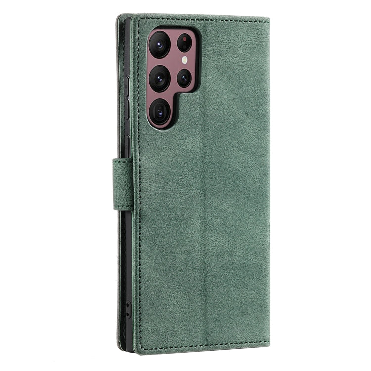 For Samsung Galaxy S25 Ultra 5G Nail Skin Feel Stitching Calf Texture Leather Phone Case(Green) - Galaxy S25 Ultra 5G Cases by buy2fix | Online Shopping UK | buy2fix