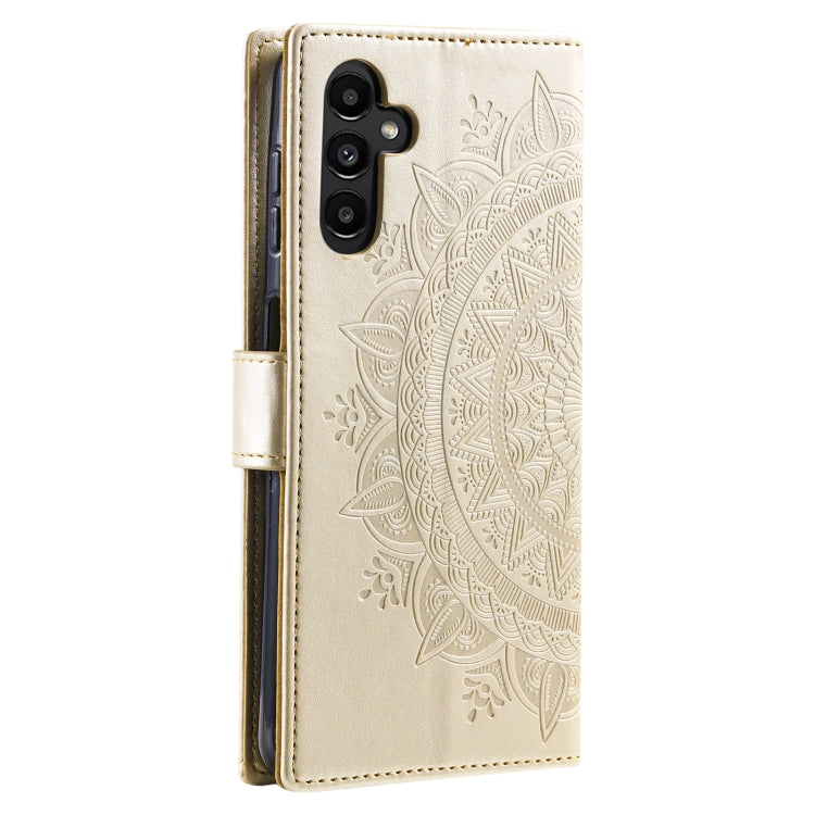 For Samsung Galaxy S25 5G Totem Flower Embossed Leather Phone Case(Gold) - Galaxy S25 5G Cases by buy2fix | Online Shopping UK | buy2fix