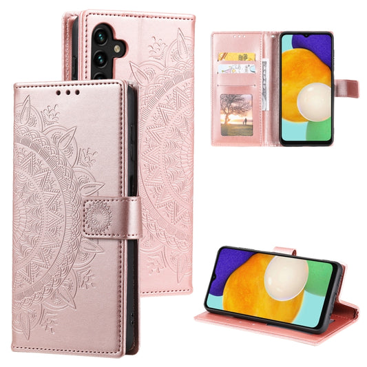 For Samsung Galaxy S25 5G Totem Flower Embossed Leather Phone Case(Rose Gold) - Galaxy S25 5G Cases by buy2fix | Online Shopping UK | buy2fix