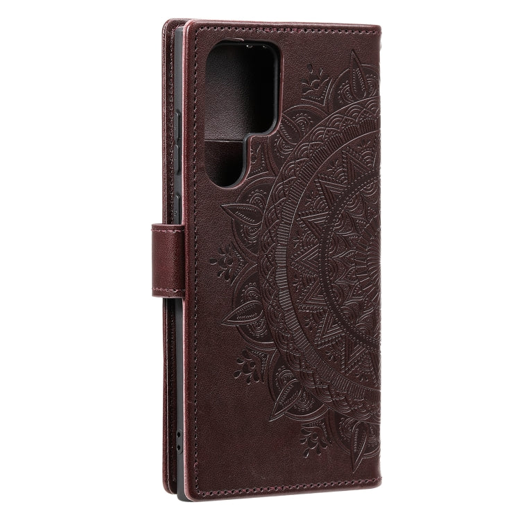 For Samsung Galaxy S25 Ultra 5G Totem Flower Embossed Leather Phone Case(Brown) - Galaxy S25 Ultra 5G Cases by buy2fix | Online Shopping UK | buy2fix