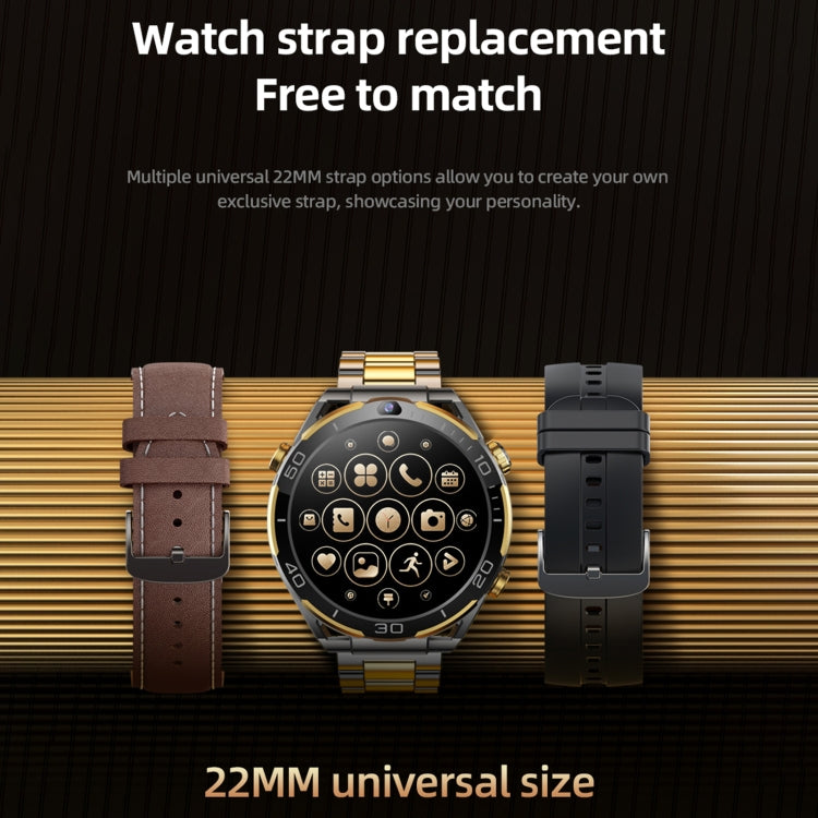 T7 1.508 inch 4G LTE Android 10 Smart Watch, 6GB+128GB, MTK6762 Octa Core, Support Heart Rate / Blood Oxygen(Gold) - Smart Watches by buy2fix | Online Shopping UK | buy2fix